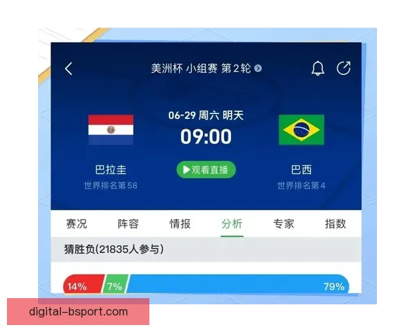 巴西美洲杯小组赛4比1大胜巴拉圭 强势表现锁定晋级希望